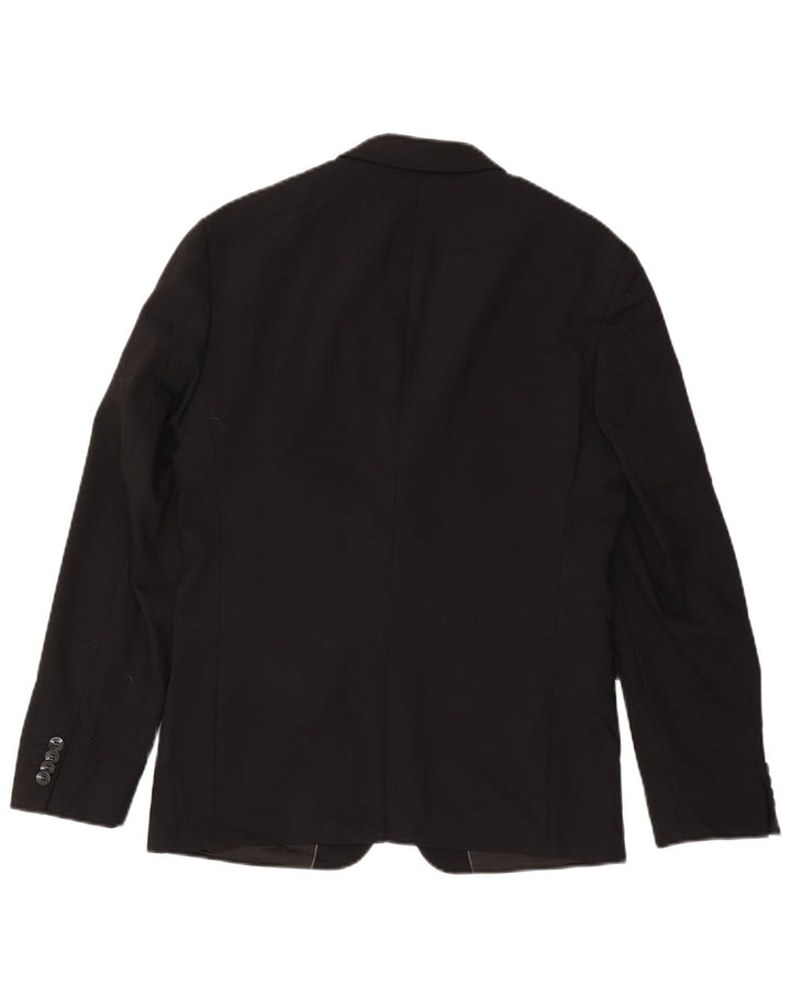CALVIN KLEIN Herre 2-knaps blazerjakke IT 48 Medium Sort Uld