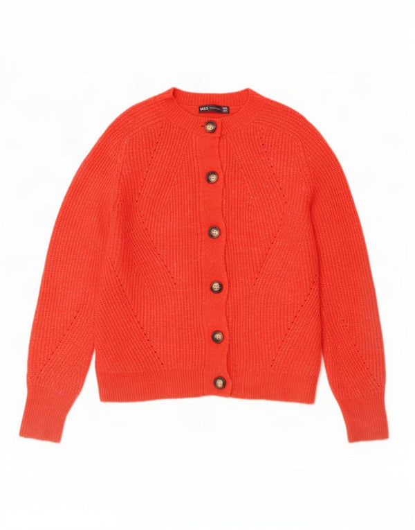 Marks & Spencer Dame Cardigan Sweater UK 10 Small Red Flecked Acryl