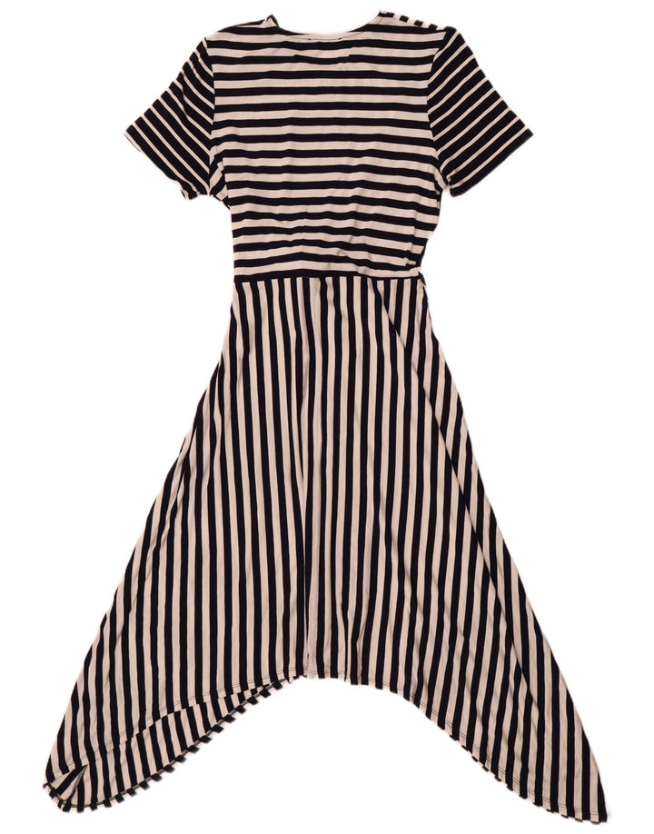 Oasis Womens Front Tie Asymmetrisk Kjole UK 12 Mellem marineblå stribet