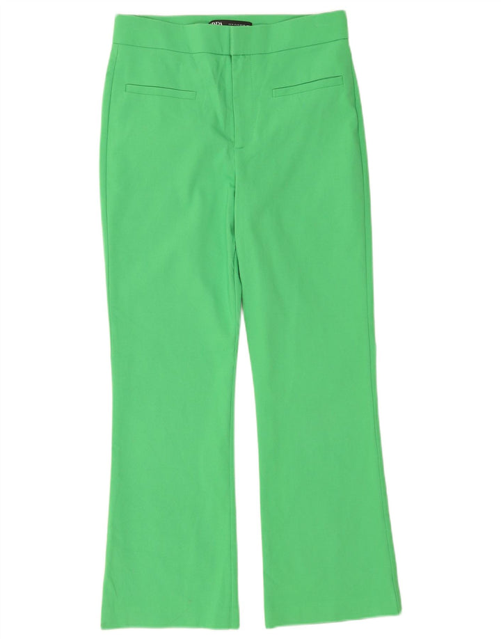 Zara Dame Bootcut Cropped Trousers Medium W28 L25 Grøn