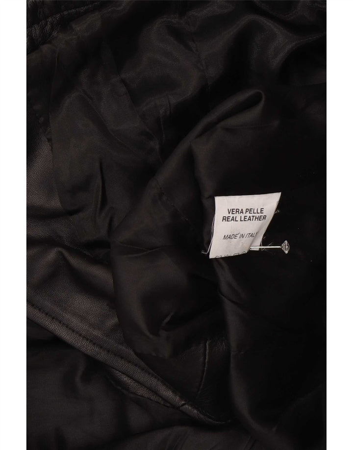 Settore Dame 3-knaps Læder Blazer Jakke UK 12 Medium Sort