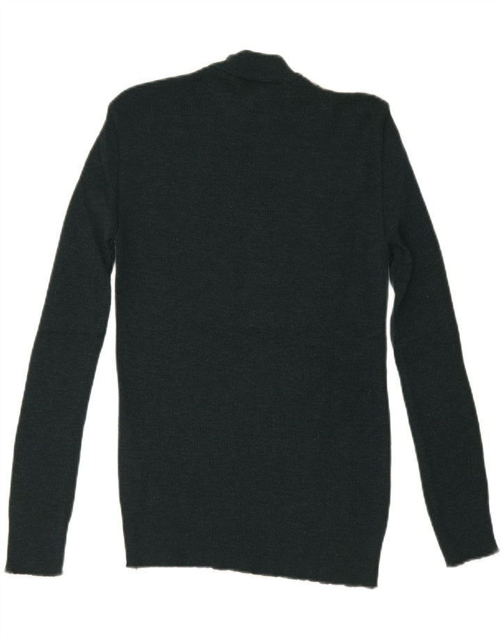 Vintage Dame Turtle Neck Jumper Sweater UK 8 Small Black Geometric