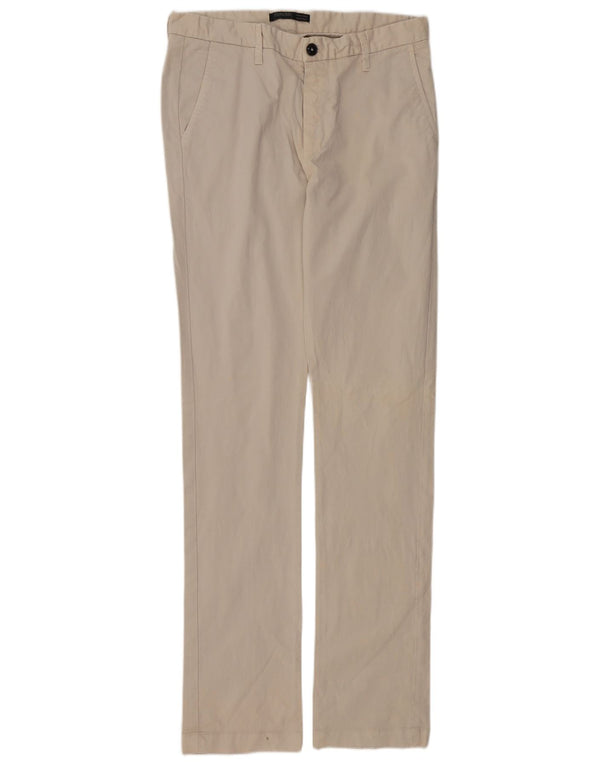 Zara Herre Slim Chino Bukser EU 40 Medium W31 L34 Beige Bomuld
