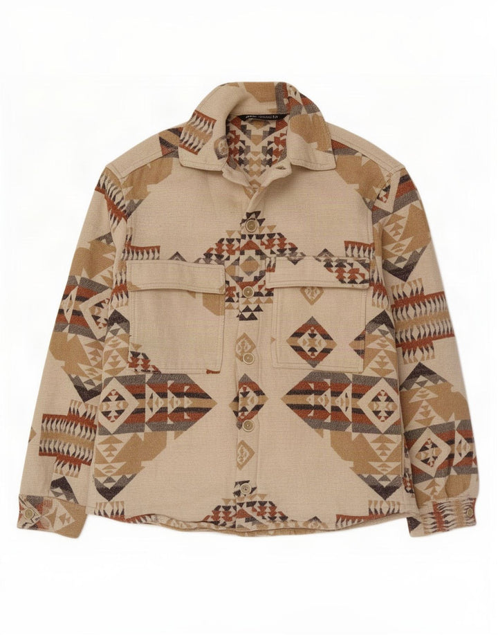 Zara Herreskjorte Lille Beige Geometrisk