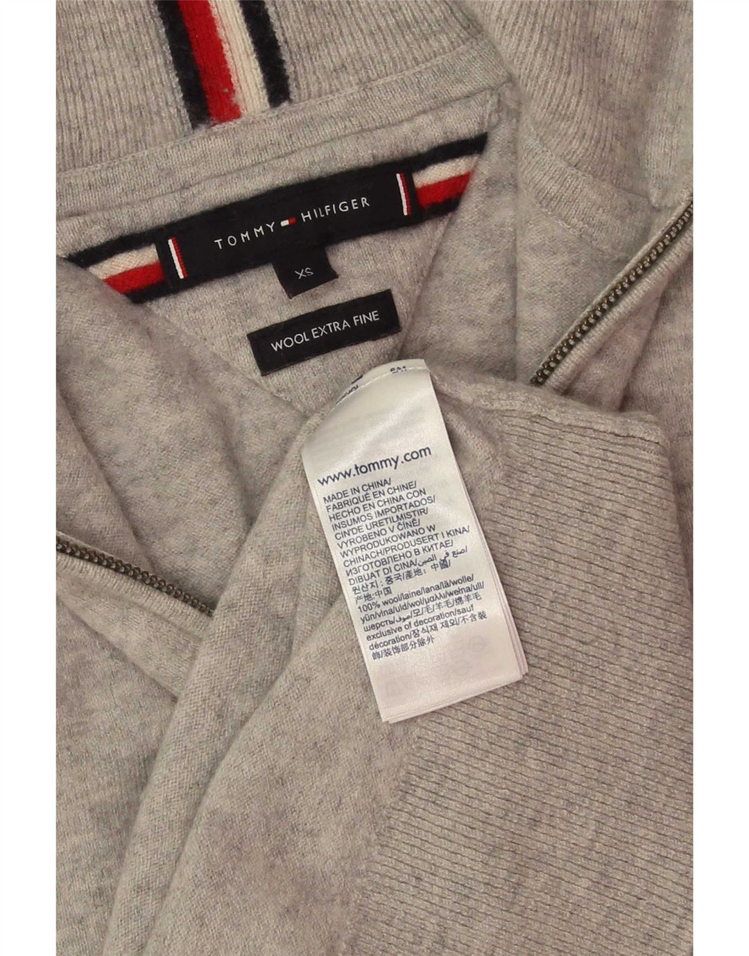 Tommy Hilfiger Herre Zip Neck Jumper Sweater XS Grå Uld