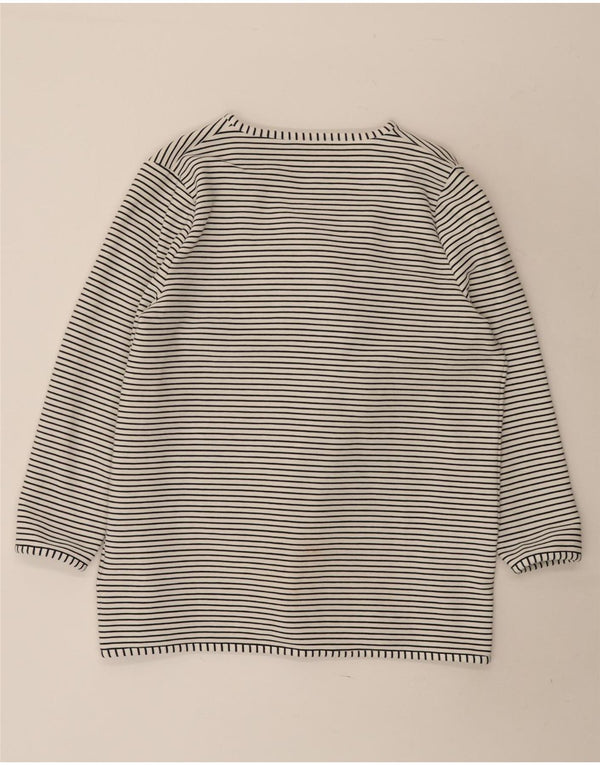 Jaeger Womens Open Cardigan Sweater UK 16 Stor hvid stribet bomuld