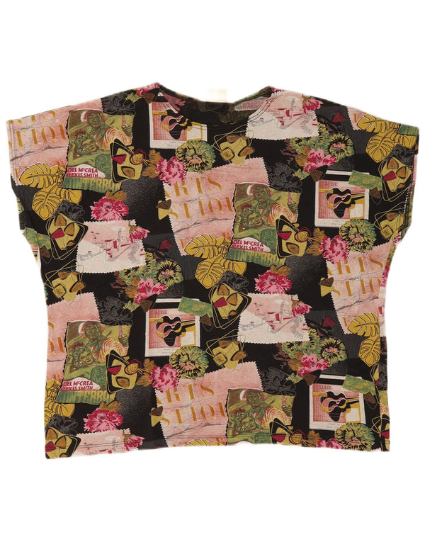 VINTAGE Grafisk T-shirt top til kvinder EU 46 XL Flerfarvet bomuld