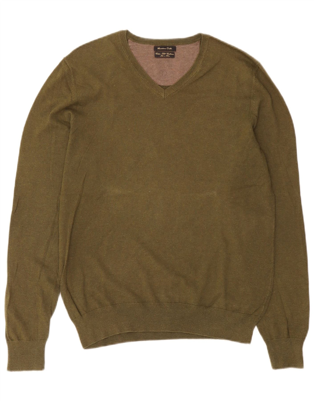 Massimo Dutti Herre V-hals sweater Medium Khaki Bomuld