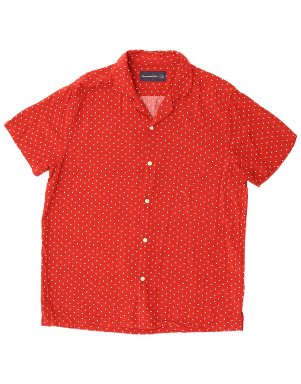 Abercrombie & Fitch Mens Short Sleeve Shirt Large Red Spotted Viscose