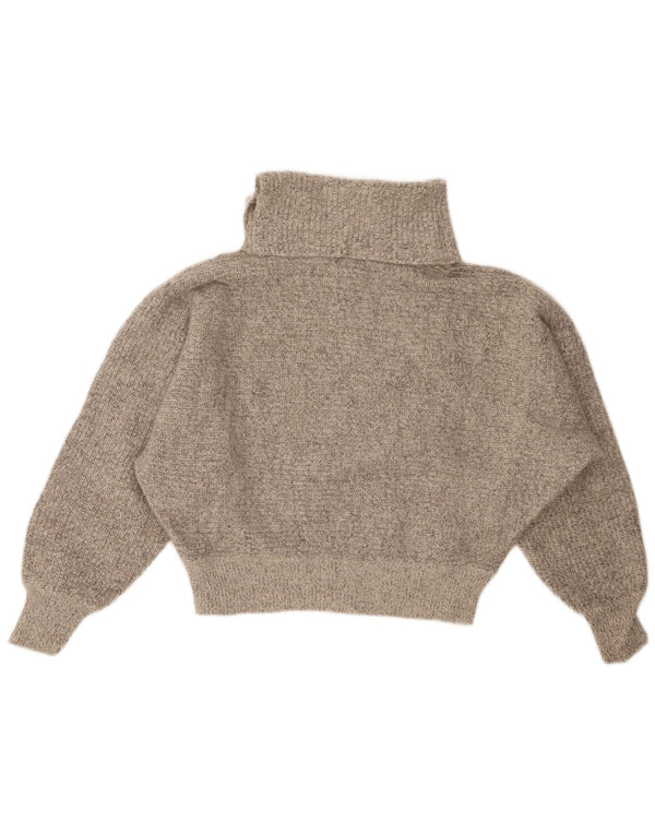 BAGARRY Dame Crop Roll Neck Jumper Sweater UK 14 Large Grey Flecked