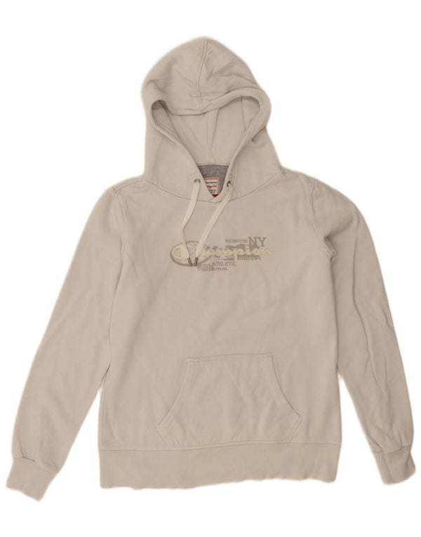 Champion Womens Herritage Fit Graphic Hoodie Jumper UK 14 Medium White