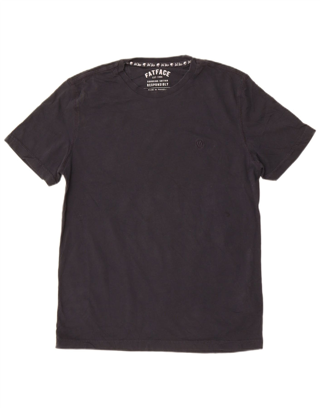 Fat Face Herre T-Shirt Top Medium Sort Bomuld