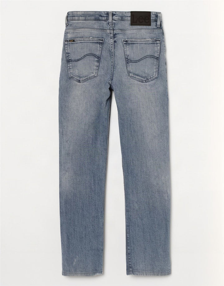 Lee Herre Knox Distressed Straight Jeans W29 L30 Blå Bomuld