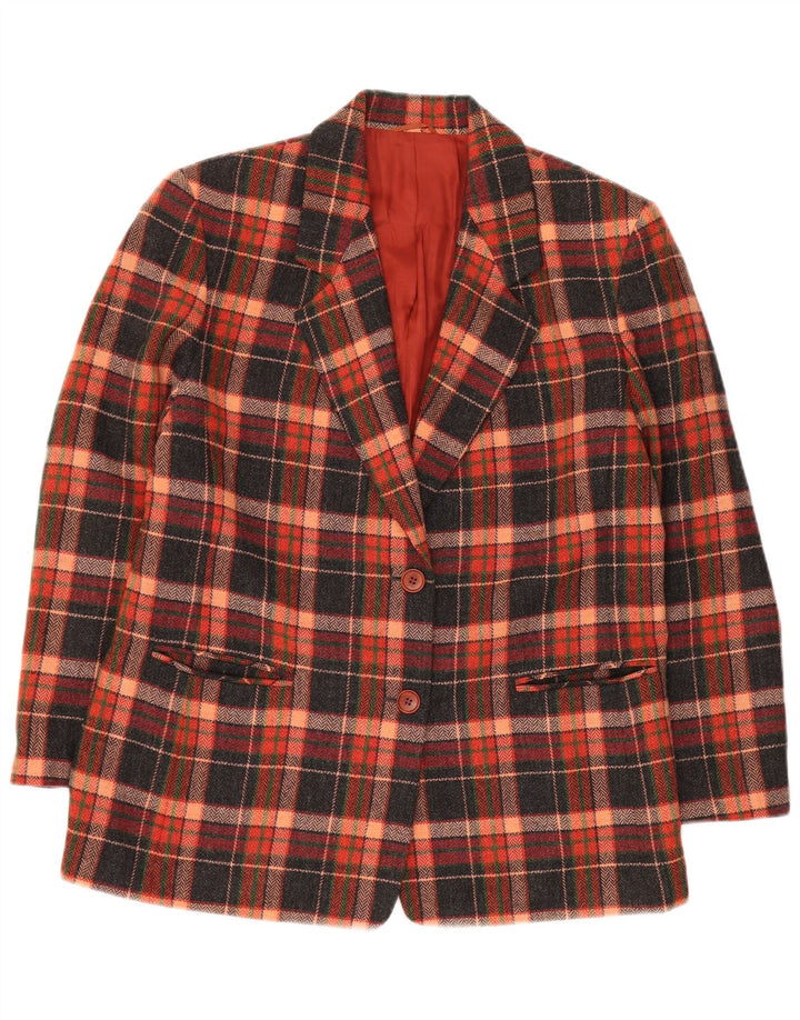 VINTAGE Dame 2-knaps blazerjakke IT 47 Stor flerfarvet ternet