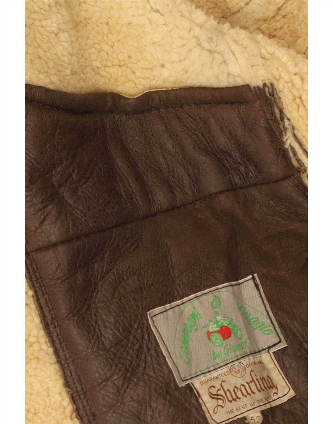 Vintage Herre Shearling Jacket IT 52 XL Brun