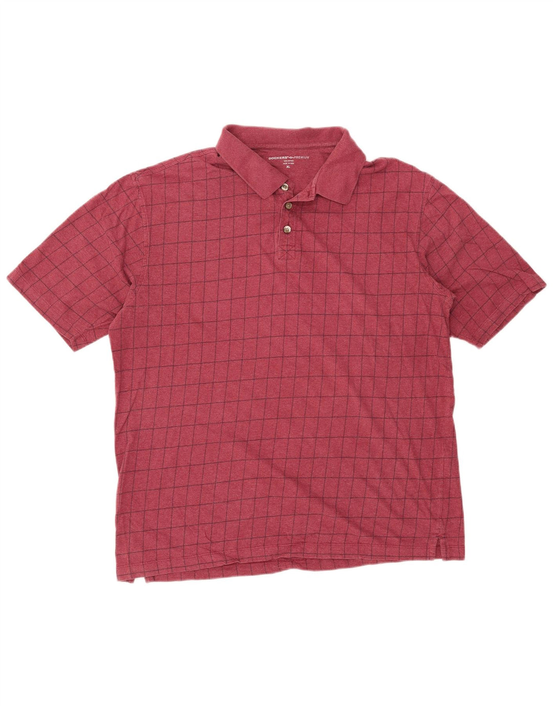 Dockers herre poloshirt XL rødbrun ternet bomuld