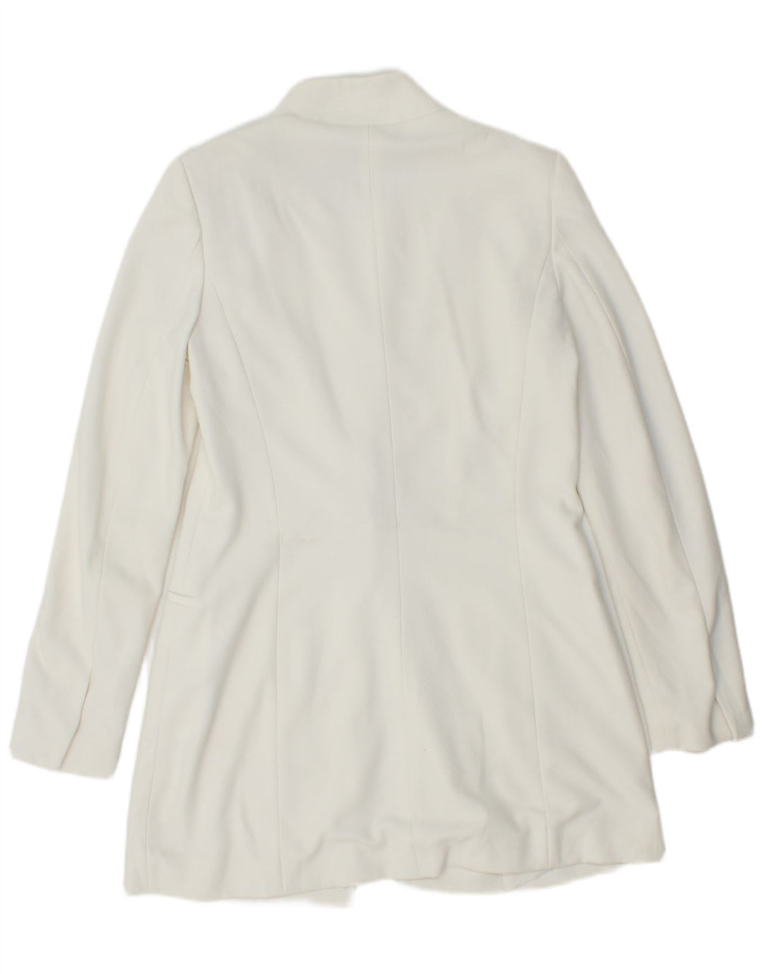 ZARA Dame Longline Blazer Jacket UK 12 Medium White Polyester