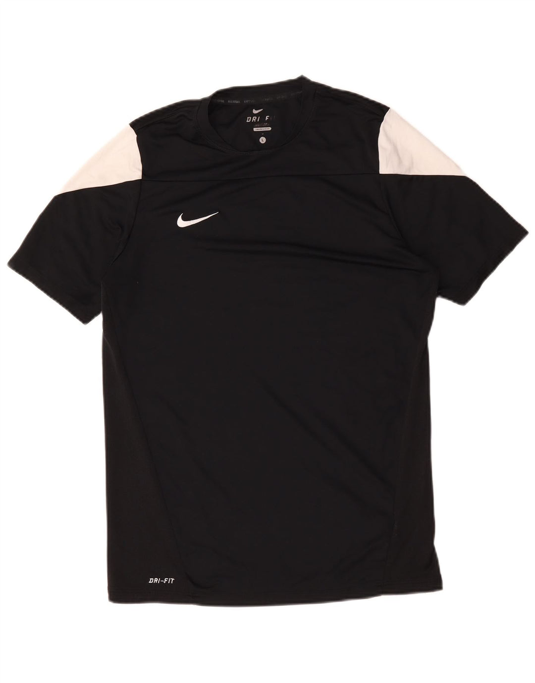 Nike Herre Dri Fit T-Shirt Top Stor Sort Colourblock Polyester