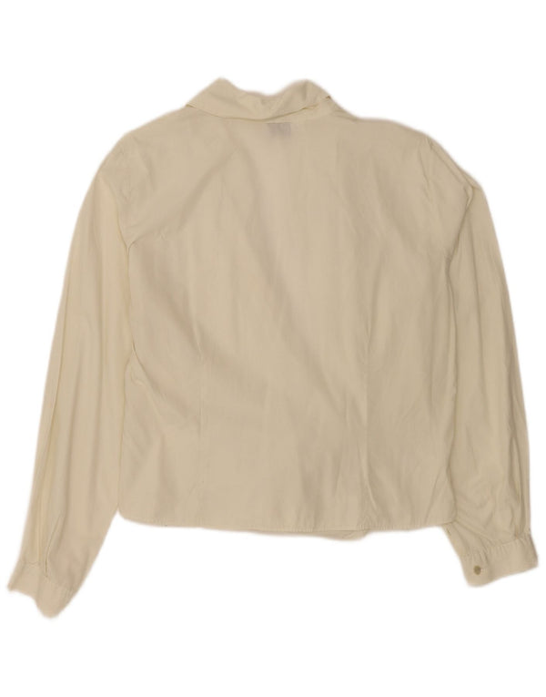 Kaos Womens Crop Wrap Shirt Bluse UK 16 Large White Bomuld