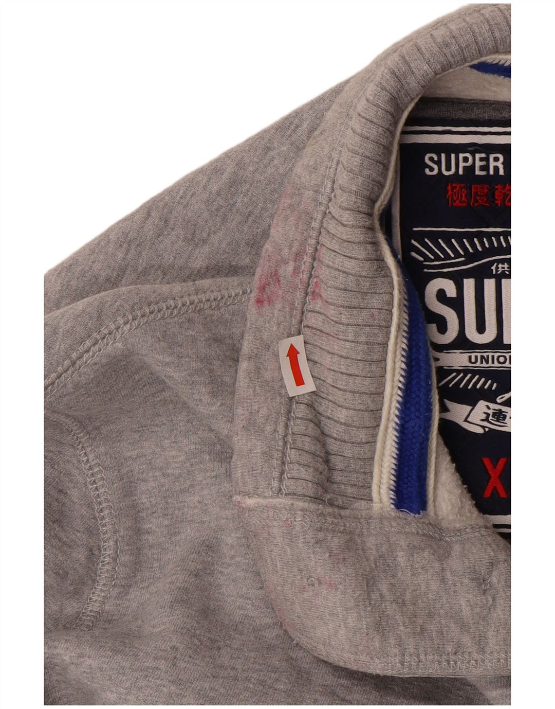 SUPERDRY Herre grafisk knap-hals sweatshirt 2XL grå Flecked