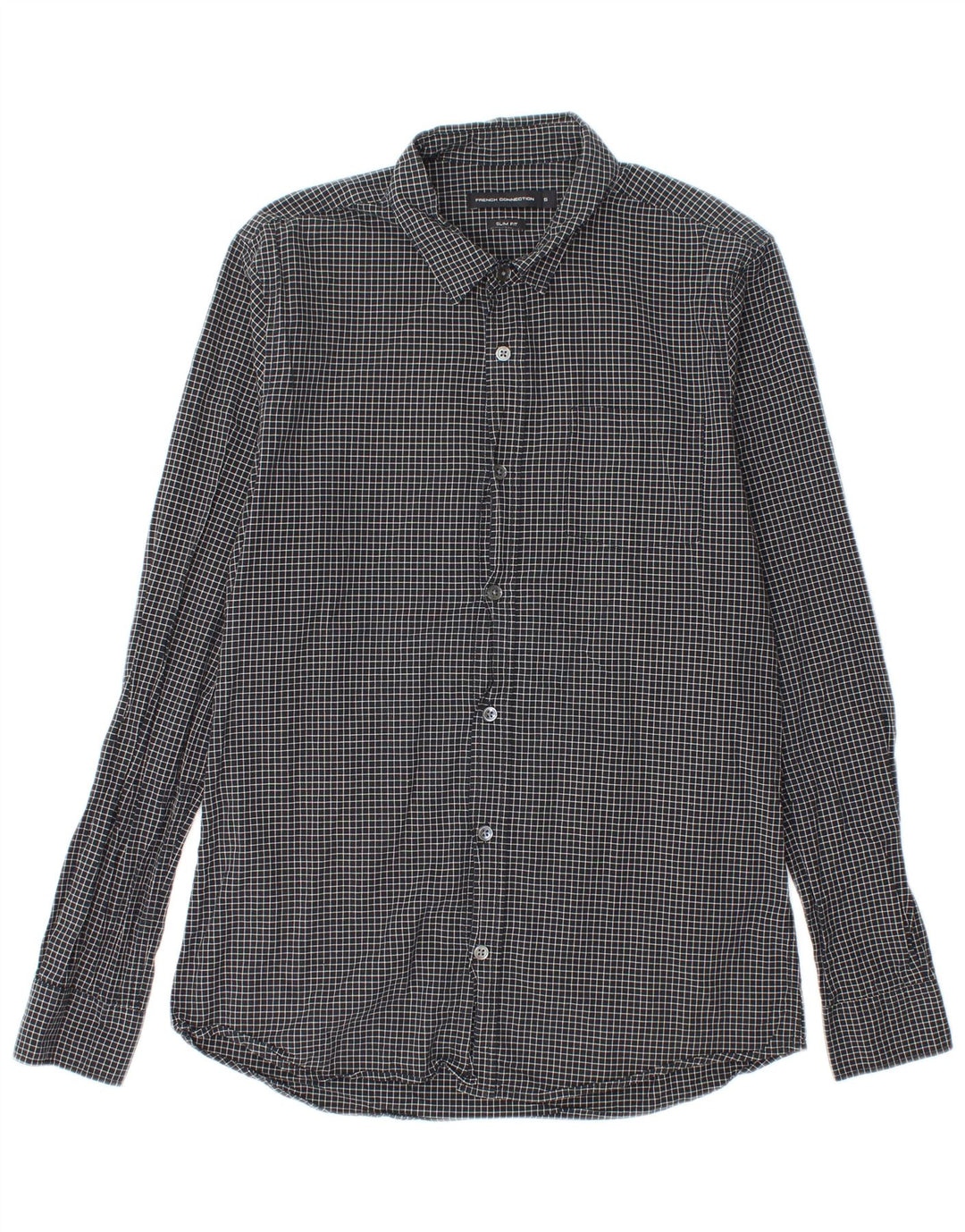 French Connection Herre Slim Fit Flanellskjorte Lille sort ternet bomuld