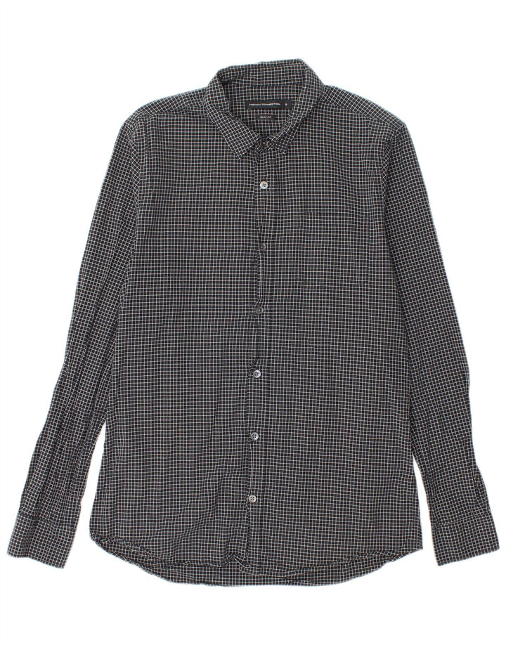French Connection Herre Slim Fit Flanellskjorte Lille sort ternet bomuld