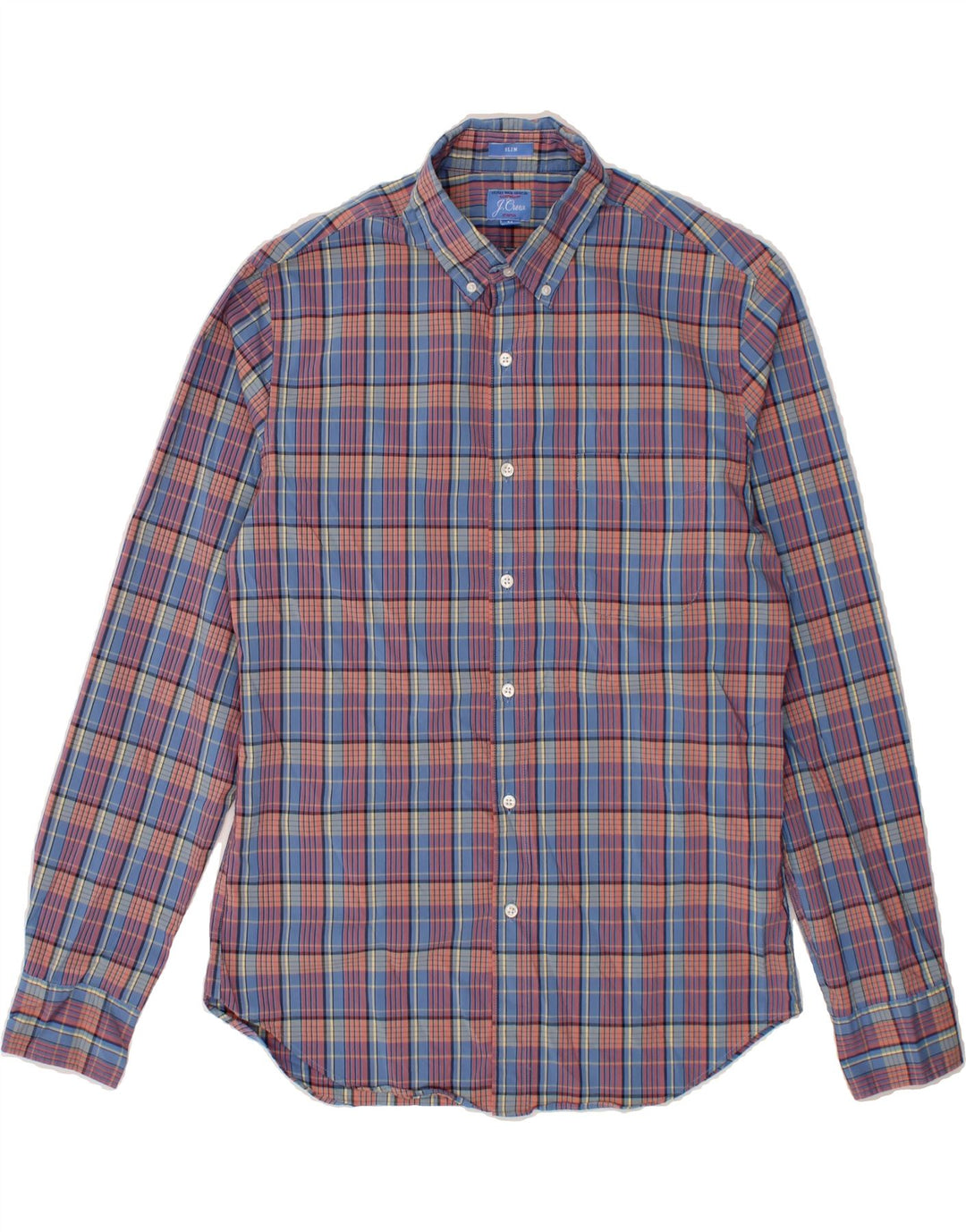 J. CREW Mens Slim Shirt Medium Blue Check Cotton Vintage J. Crew and Second-Hand J. Crew from Messina Hembry 