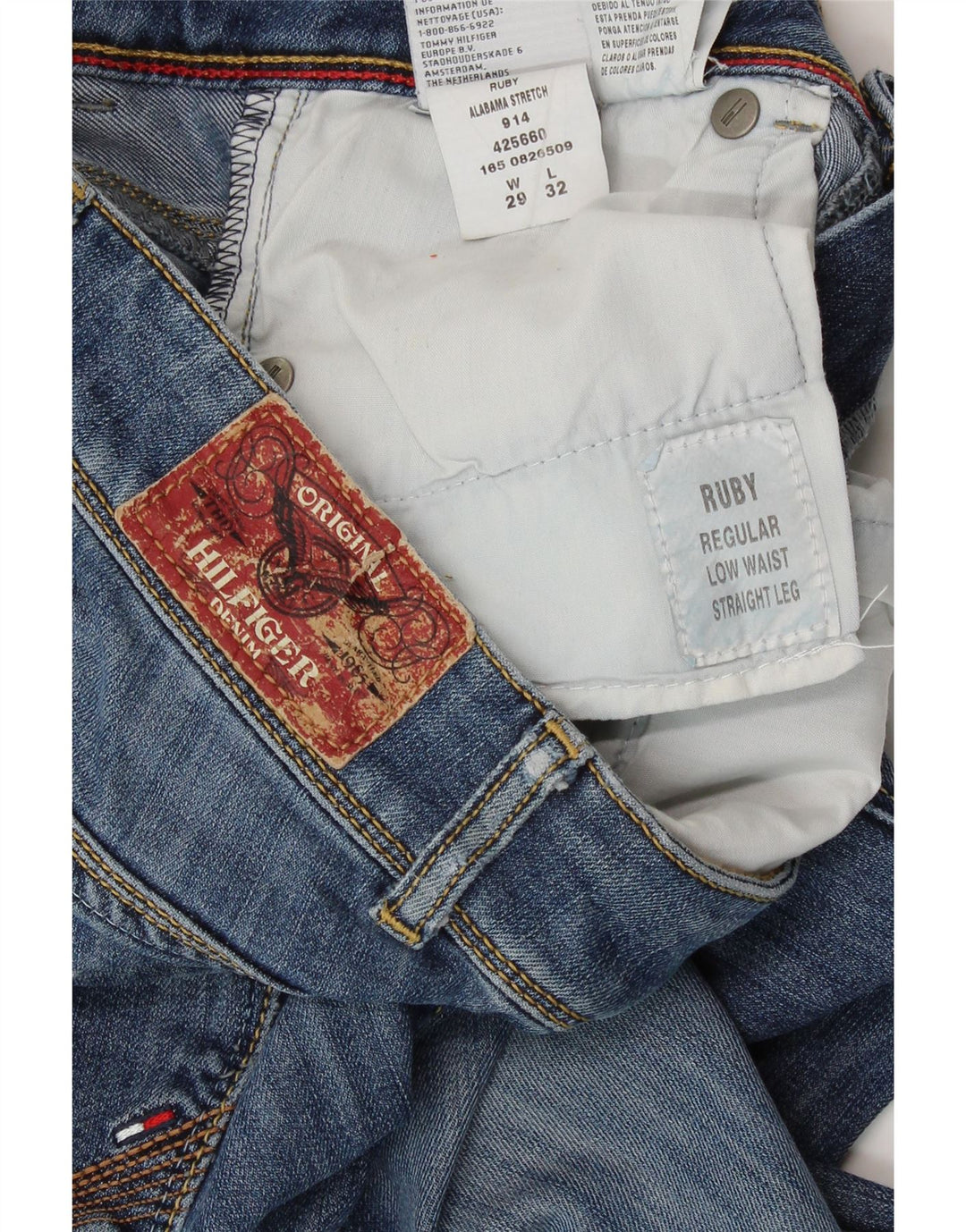 Tommy Hilfiger Dame Ruby Lavtalje Lige Jeans W29 L32 Blå Bomuld