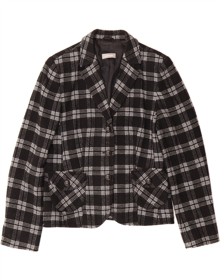 STEILMANN  Womens 3 Button Blazer Jacket UK 14 Medium Black Check Vintage Steilmann and Second-Hand Steilmann from Messina Hembry 