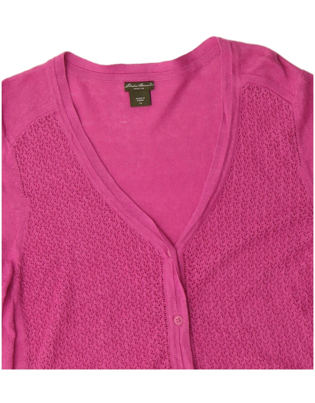 Eddie Bauer Dame 3/4 ærmet cardigan sweater UK 18 XL Pink Linen