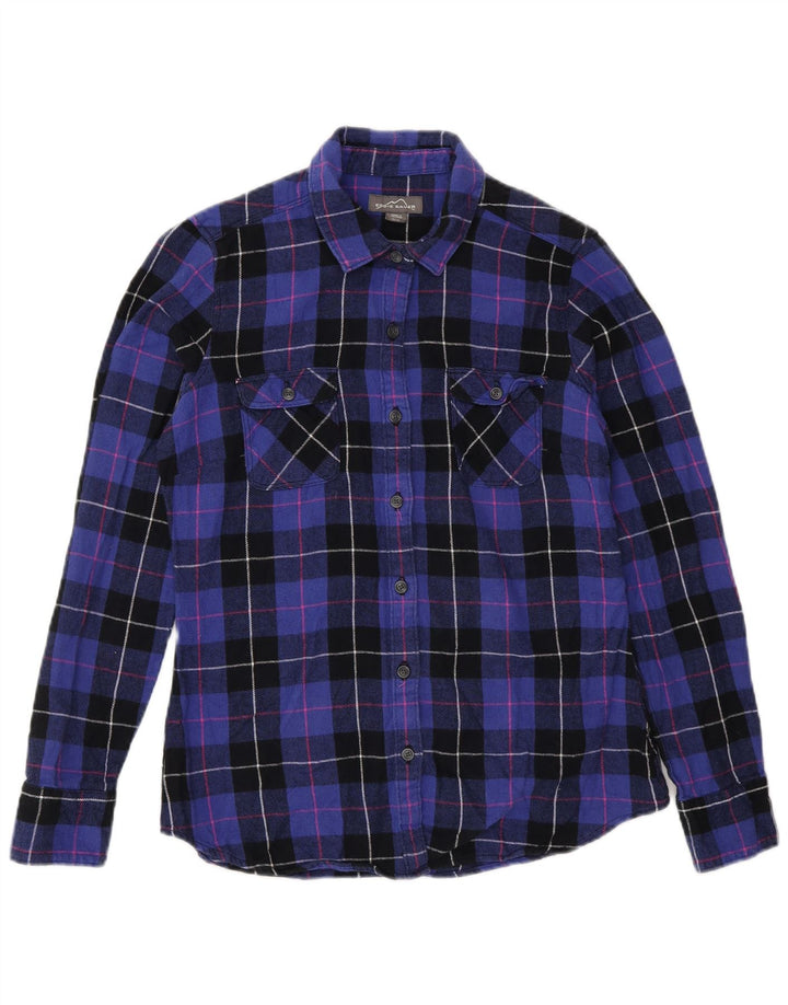 Eddie Bauer Dame Flannel Shirt UK 10 Lille lilla ternet bomuld