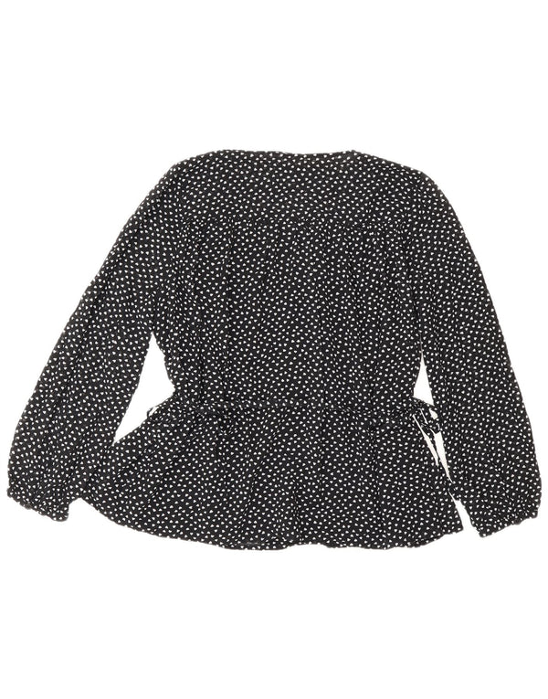 Whistles Womens Shirt Bluse UK 10 Small Black Spotted Polyester Heart