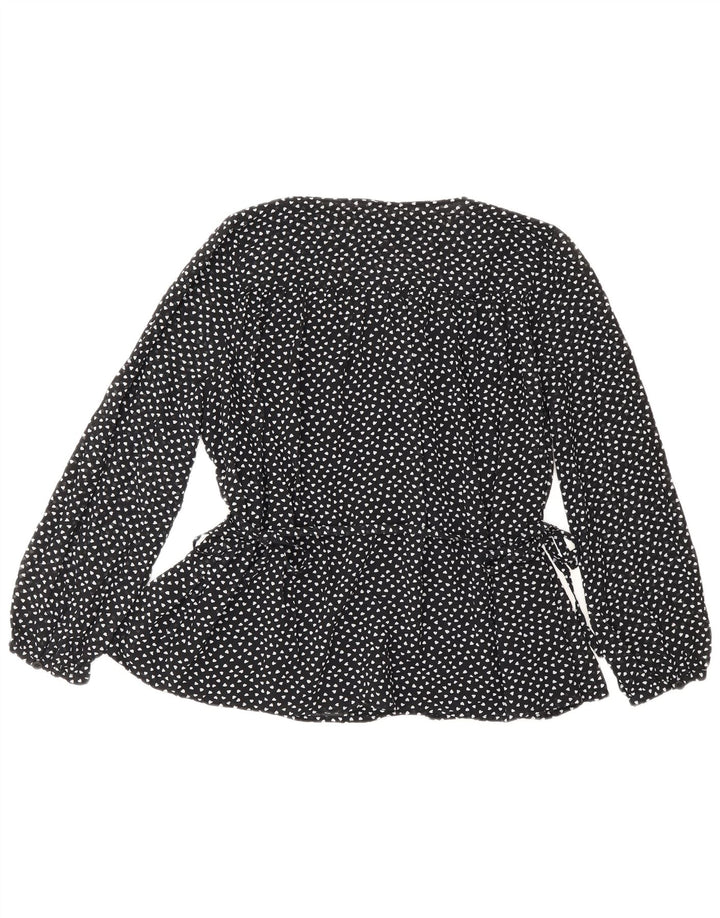 Whistles Womens Shirt Bluse UK 10 Small Black Spotted Polyester Heart