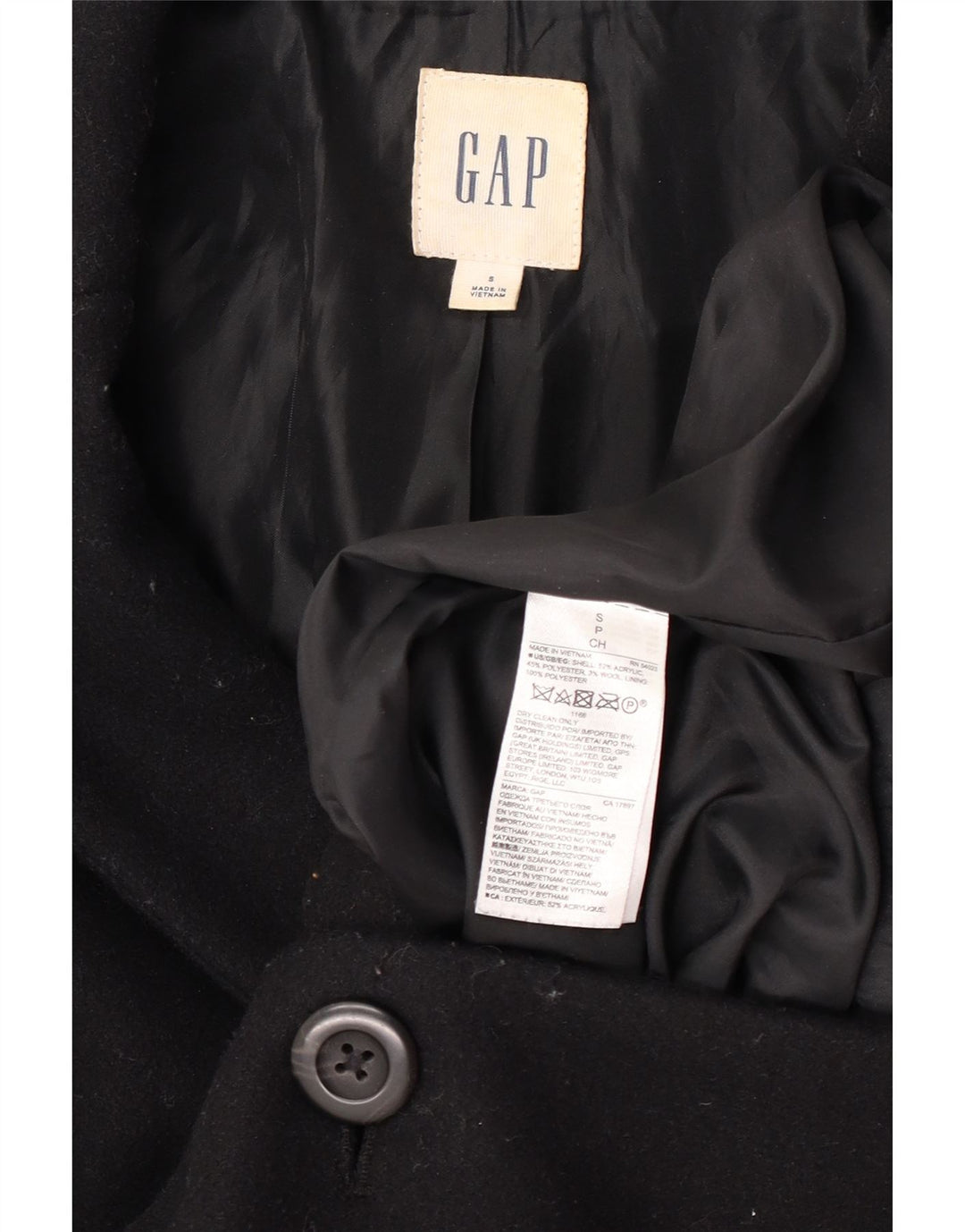 Gap Womens Oversized Overfrakke UK 10 Small Black Acryl