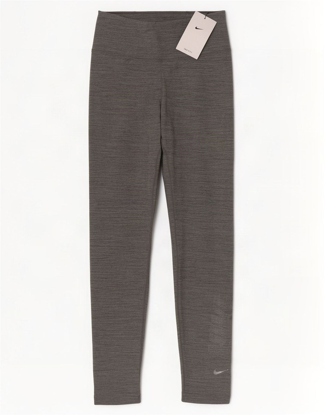 Nike Dame Dri Fit Grafiske Leggings UK 4 XS Grå Flecked Polyester