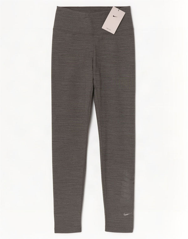 Nike Dame Dri Fit Grafiske Leggings UK 4 XS Grå Flecked Polyester