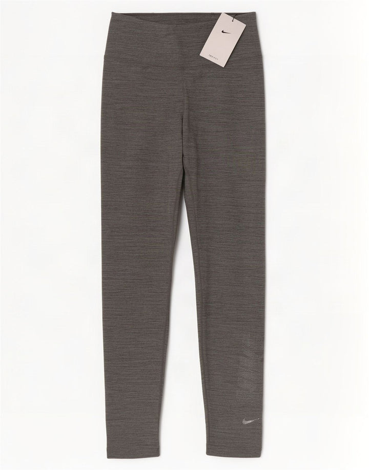 Nike Dame Dri Fit Grafiske Leggings UK 4 XS Grå Flecked Polyester