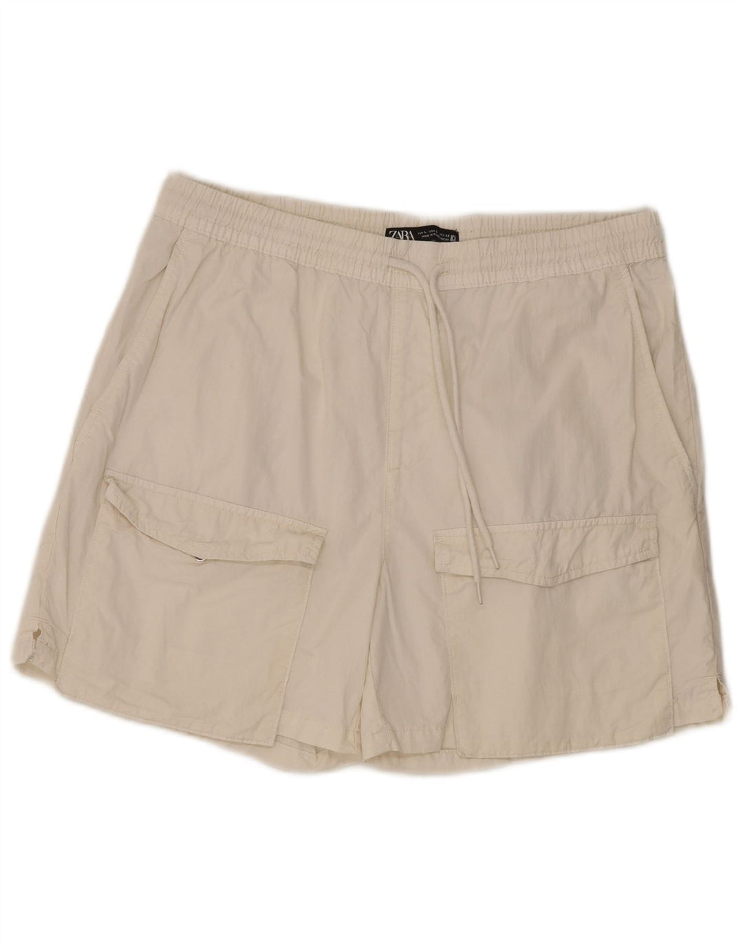 ZARA Herre Cargo Shorts Large W32 Hvid Bomuld