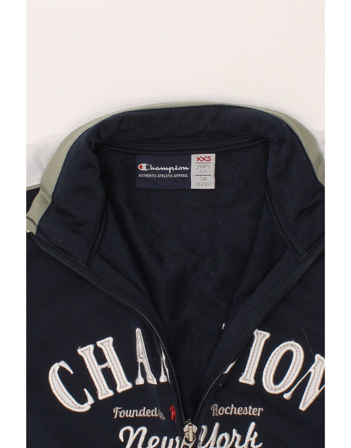CHAMPION Boys Graphic Tracksuit Top Jacket 3-4 Years 2XS Navy Blue Vintage Champion and Second-Hand Champion from Messina Hembry 
