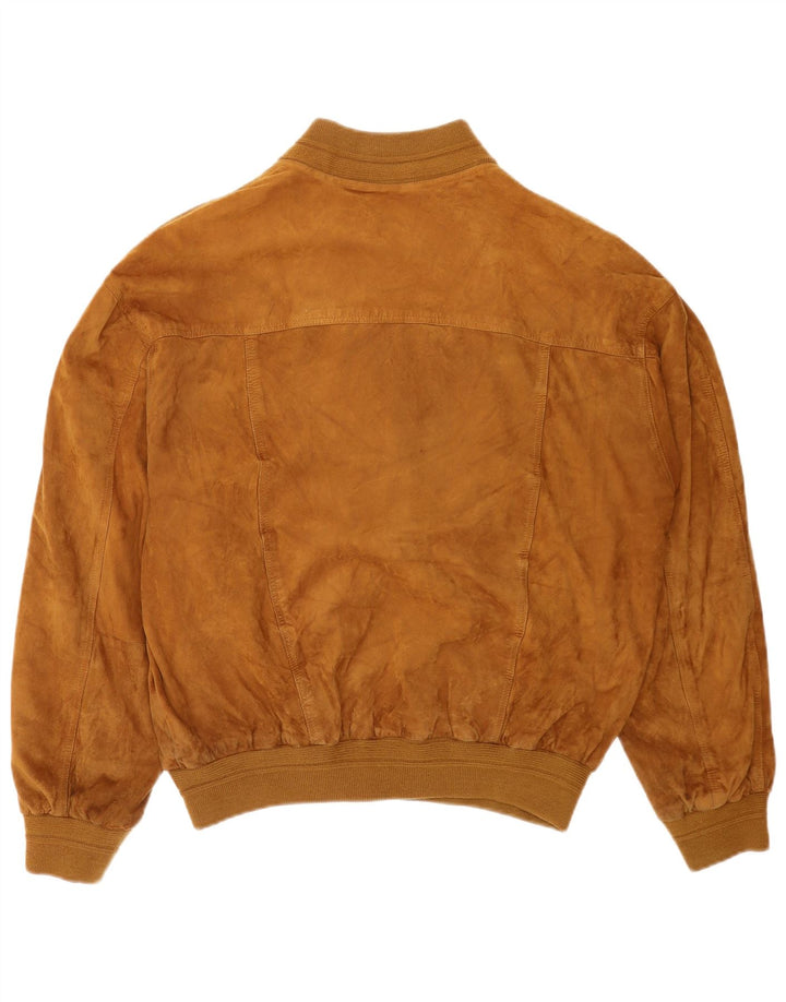 Vintage herre ruskind bomberjakke IT 56 2XL beige læder