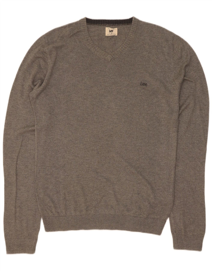 Lee Herre V-hals sweater Medium Grey Flecked Viscose