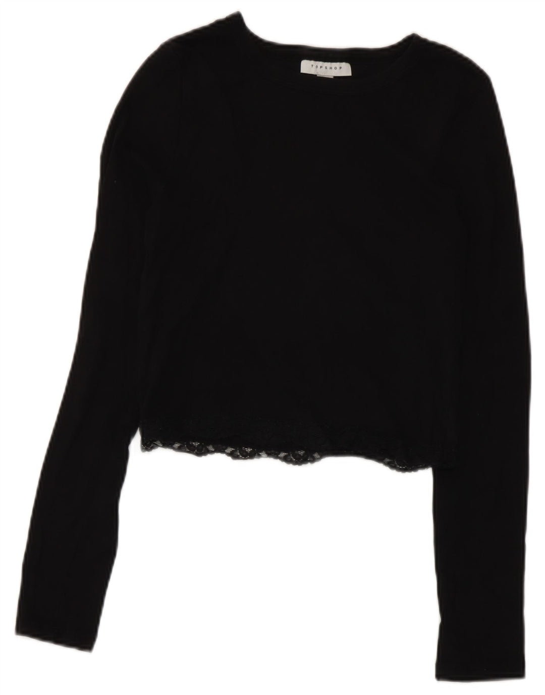 Topshop Dame Crop Top Langærmet UK 10 Lille Sort