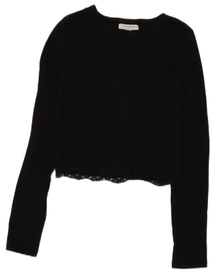 Topshop Dame Crop Top Langærmet UK 10 Lille Sort