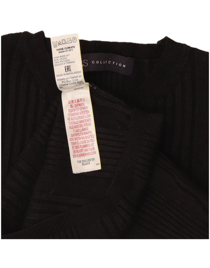 Marks & Spencer Dame Crop Crew Neck Jumper Sweater UK 10 Small Black