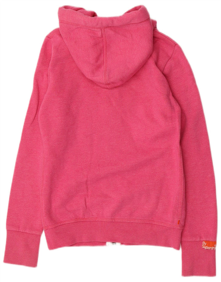 SUPERDRY Dame Orange Label Loose Fit Hættetrøje Sweater med lynlås UK 6 XS Pink