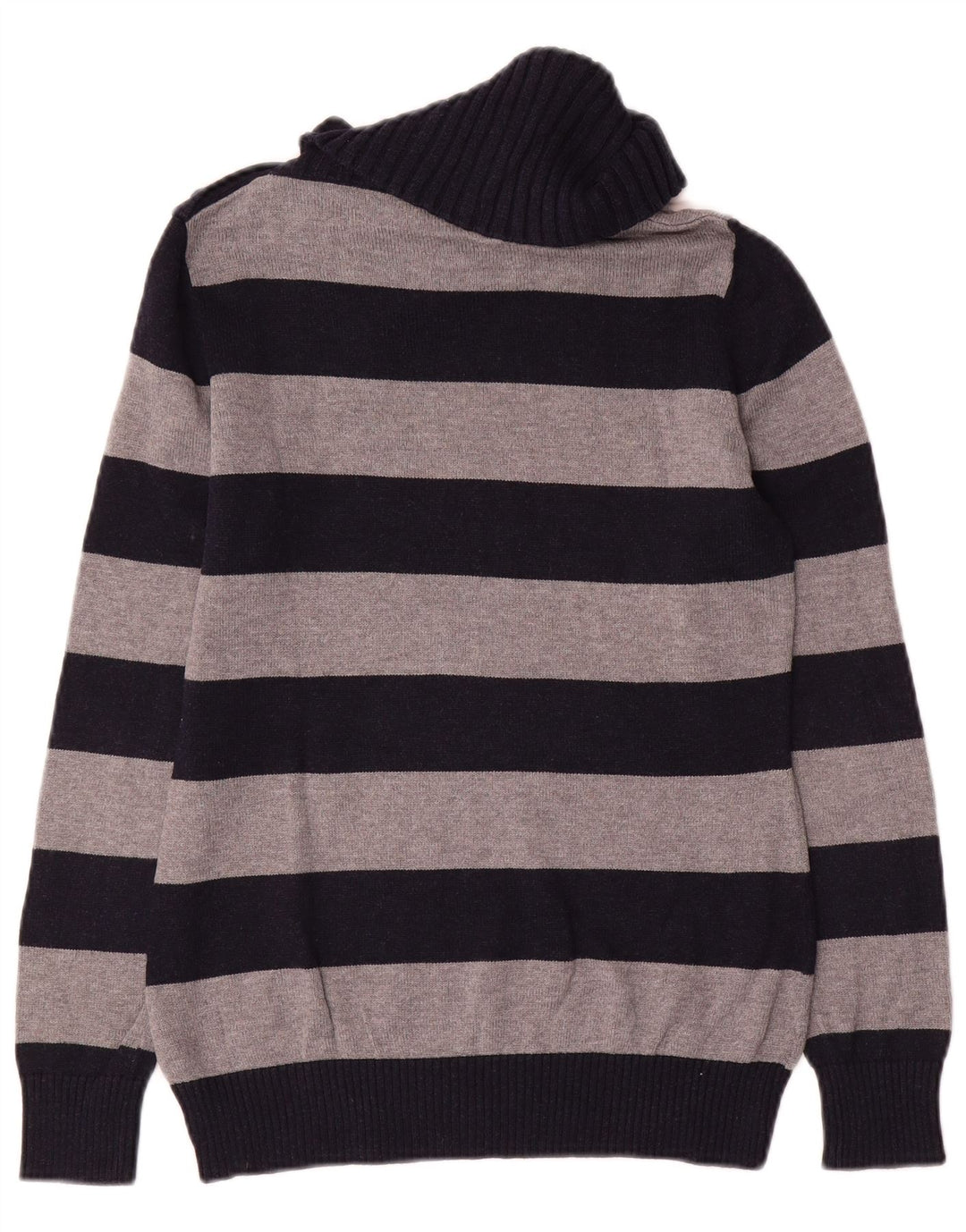 Massimo Dutti Dame Button Neck Jumper Sweater UK 12 Medium Navy Blue