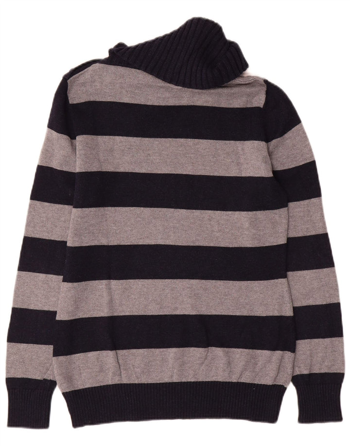 Massimo Dutti Dame Button Neck Jumper Sweater UK 12 Medium Navy Blue