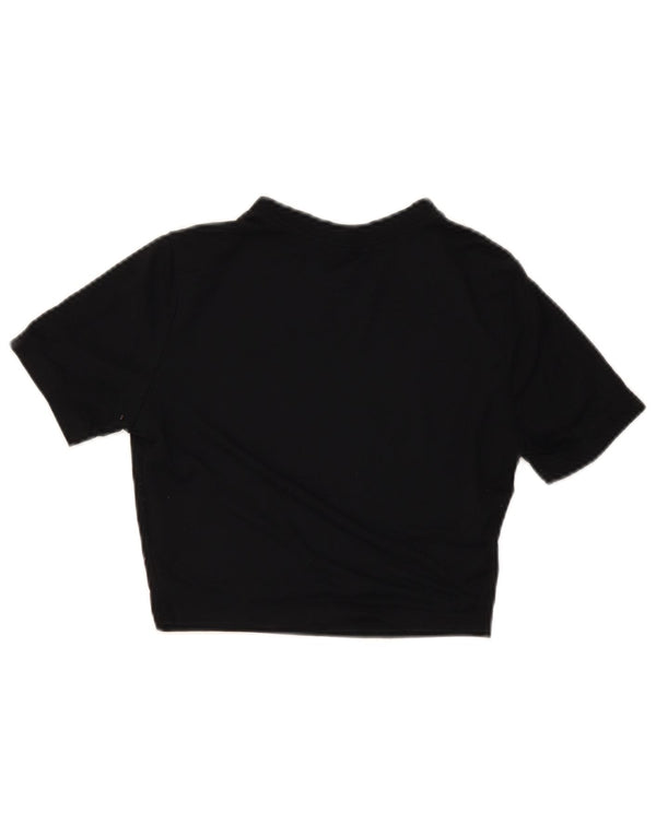 Nike Dame Crop Slim Fit Grafisk T-Shirt Top UK 8 Small Black Modal