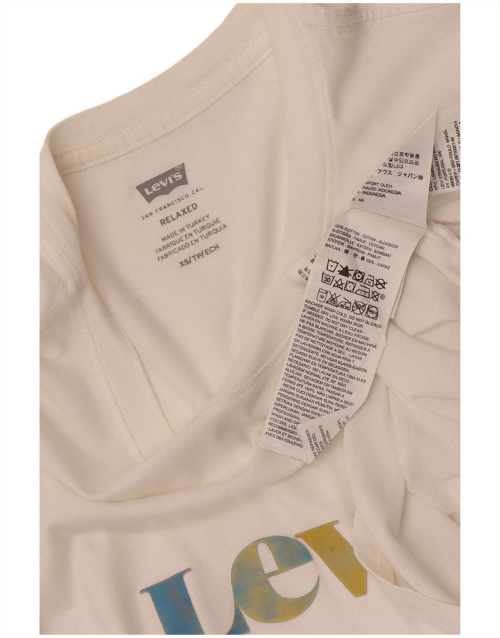 Levi's Herre afslappet grafisk T-shirt top XS hvid bomuld