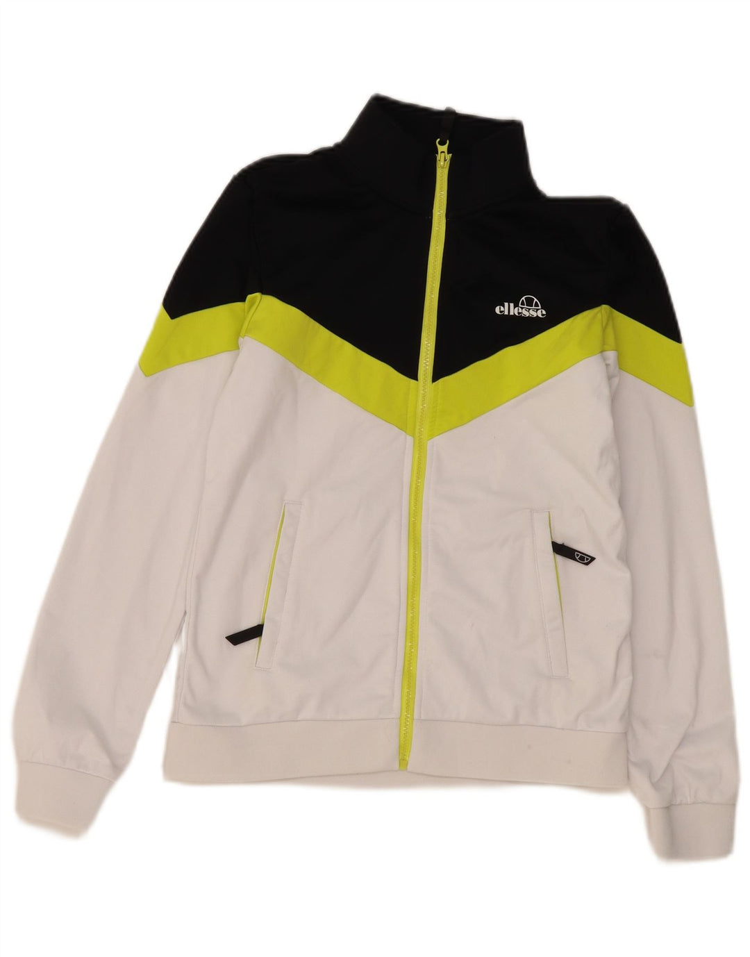 ELLESSE Boys Tracksuit Top Jacket 13-14 Years  White Colourblock Polyester